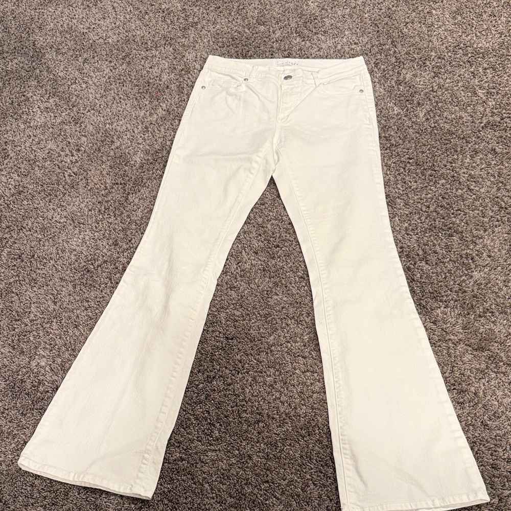 LOFT Women's Wide Leg Cream Jeans